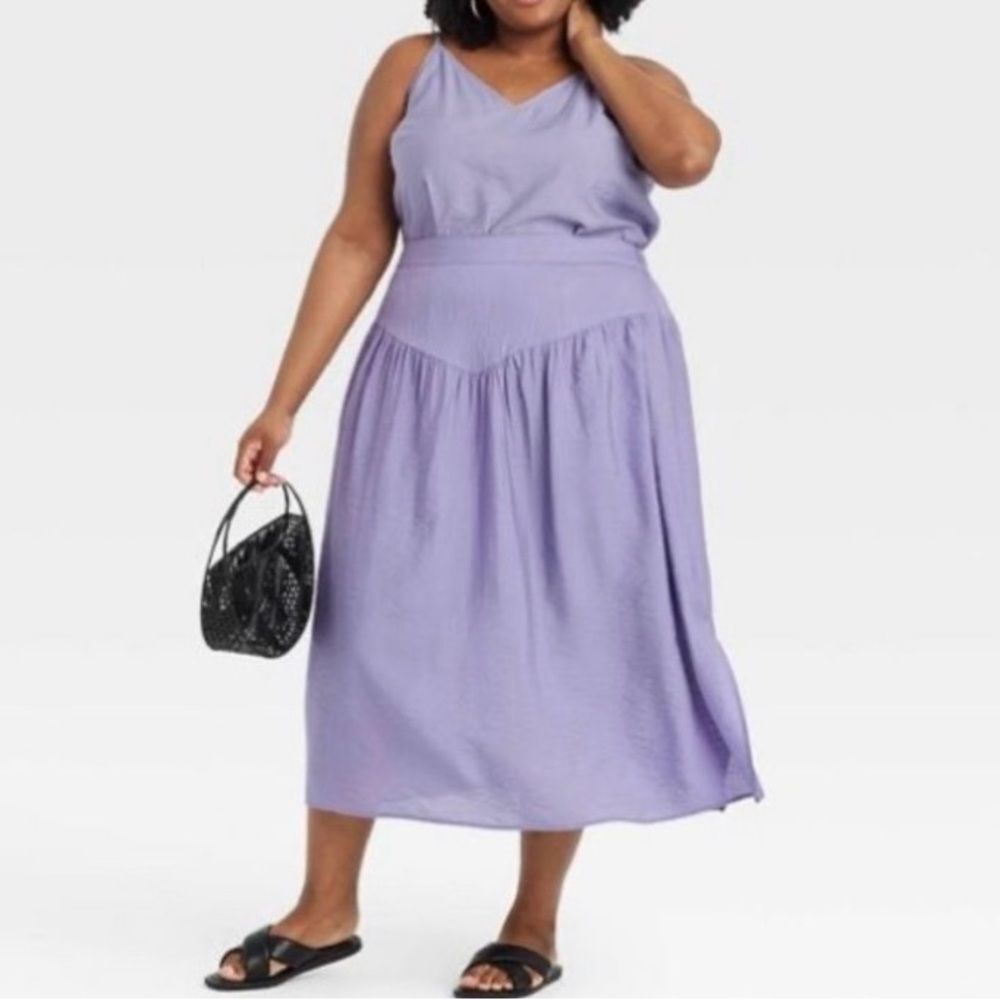A new day Purple Yoke Front Midi Skirt with slit